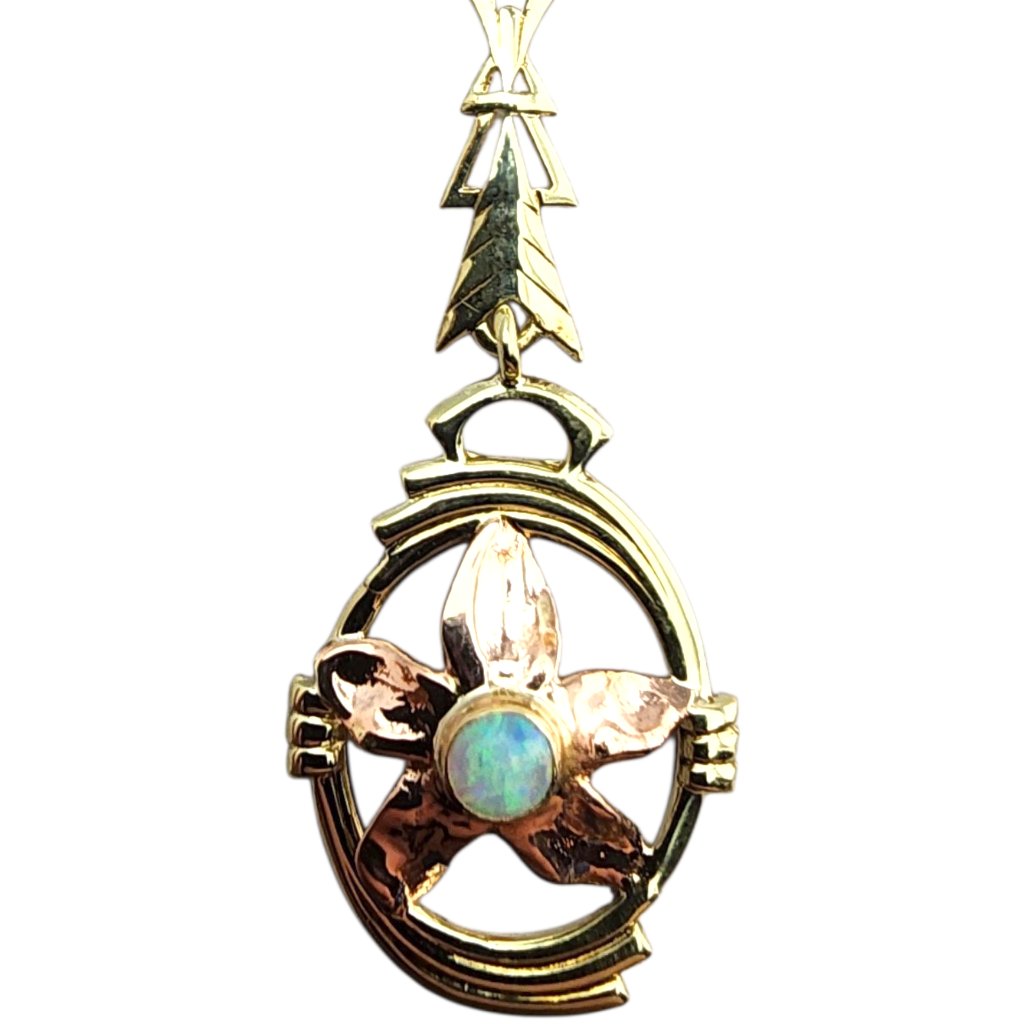 14 Karat Yellow And Rose Gold Opal Drop Pendant #24063